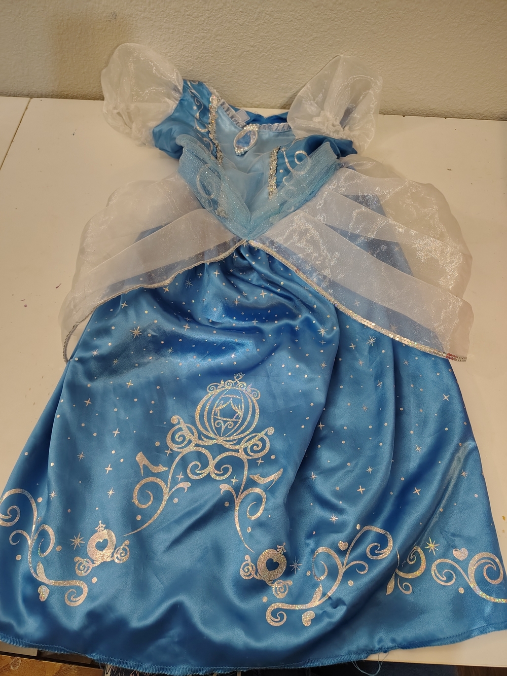Disney Girls Cinderella Princess Dress Up Costume XS 4/6 Halloween Blue Gown